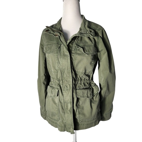 GAP Jackets & Blazers - Gap Y2k Army Green Utility Jacket Military Anorak Drawstring Waist Lightweight